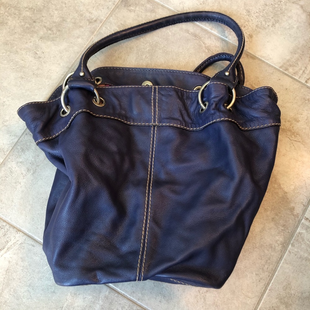 Tignanello blue bucket purse